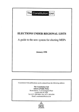 Elections Under Regional Lists