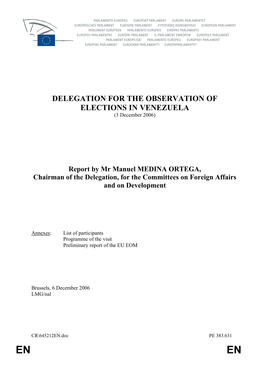 Venezuela Presidential Elections, 3 December 2006