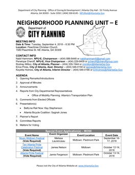 Neighborhood Planning Unit – E