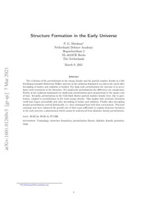Structure Formation in the Early Universe