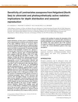 Sensitivity of Laminariales Zoospores from Helgoland (North Sea) To