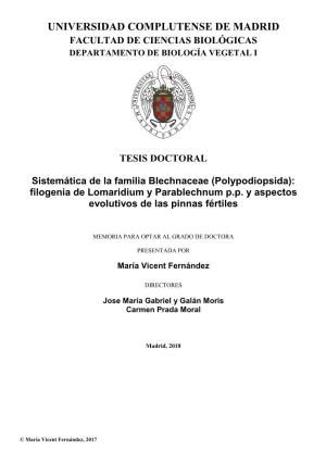 Sistemática De La Familia Blechnaceae (Polypodiopsida): Filogenia De Lomaridium Y Parablechnum P.P
