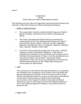 DRAFT Constitution of the North Rupununi District Development