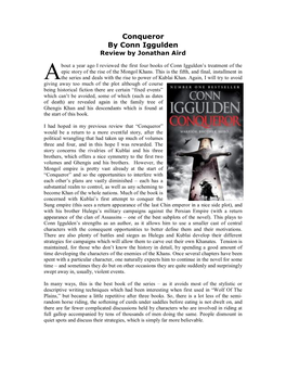 Conqueror by Conn Iggulden Review by Jonathan Aird