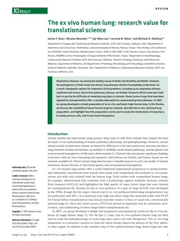 The Ex Vivo Human Lung: Research Value for Translational Science