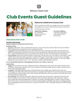 Club Events Guest Guidelines
