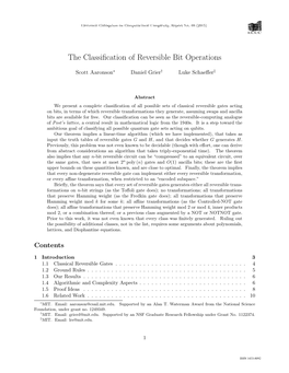 The Classification of Reversible Bit Operations