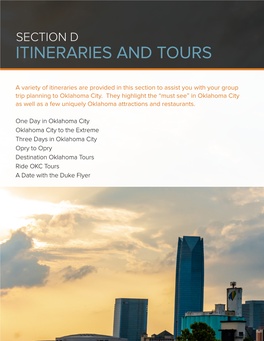 Itineraries and Tours