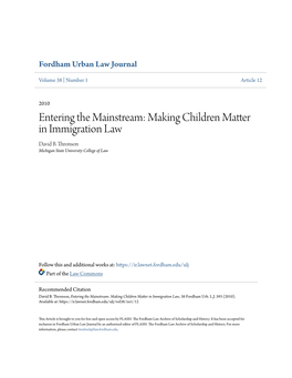 Making Children Matter in Immigration Law David B