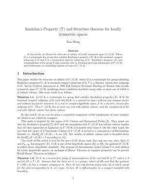 Kazhdan's Property (T) and Structure Theorem for Locally Symmetric Spaces
