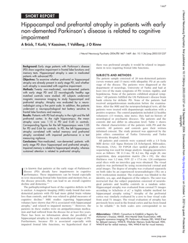 Hippocampal and Prefrontal Atrophy in Patients with Early Non-Demented