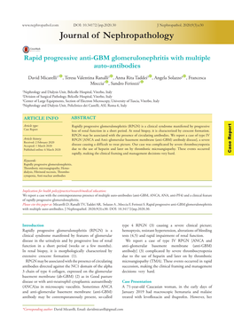 Rapid Progressive Anti-GBM Glomerulonephritis with Multiple Auto-Antibodies