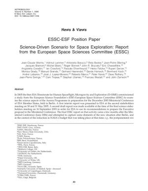 ESSC-ESF Position Paper—Science-Driven Scenario For