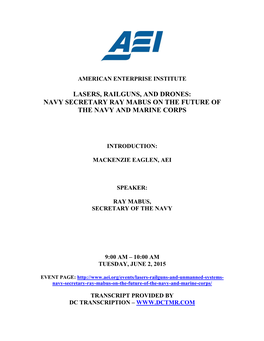 Navy Secretary Ray Mabus on the Future of the Navy and Marine Corps