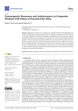 Ferromagnetic Resonance and Antiresonance in Composite Medium with Flakes of Finemet-Like Alloy