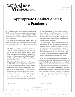 Appropriate Conduct During a Pandemic
