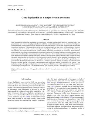 Gene Duplication As a Major Force in Evolution