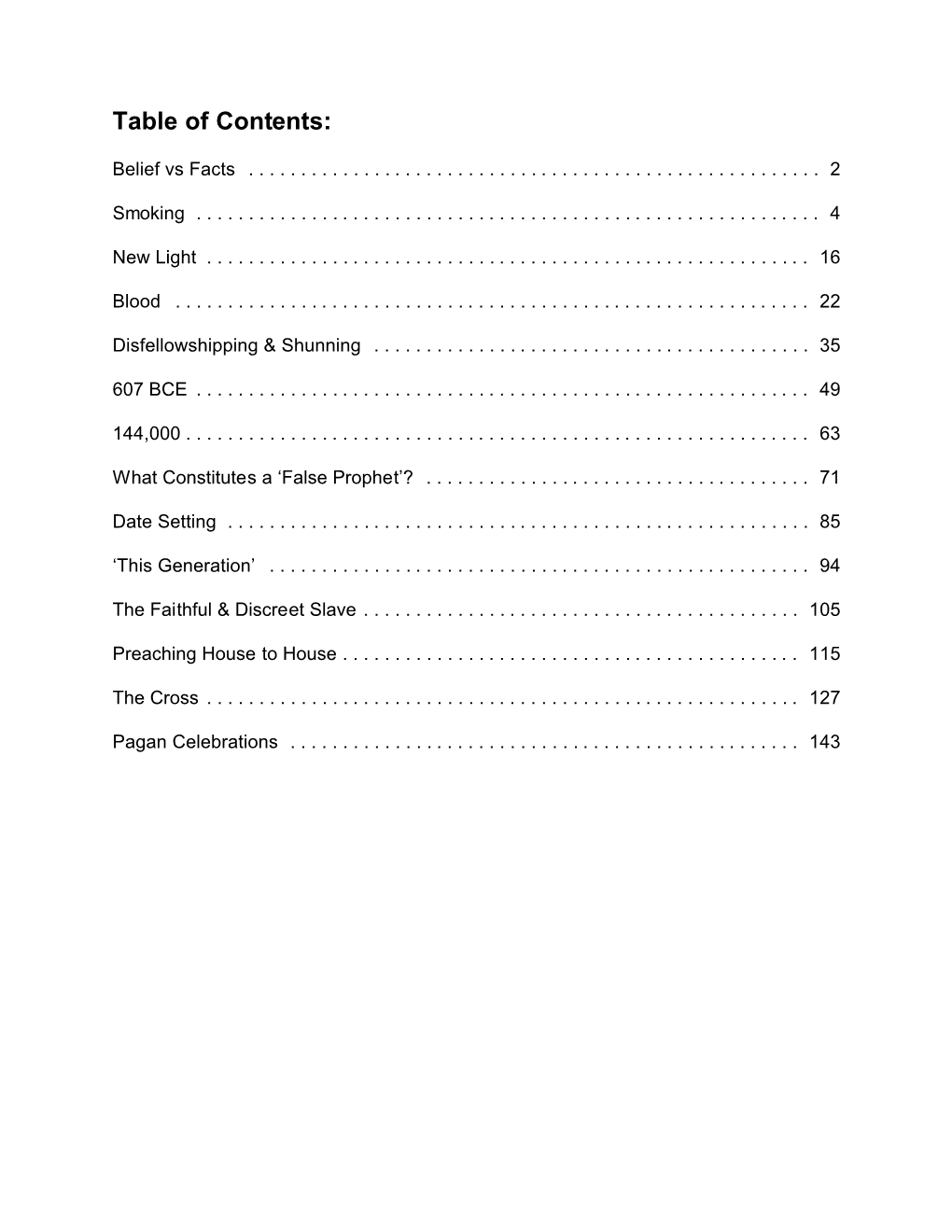 Table of Contents