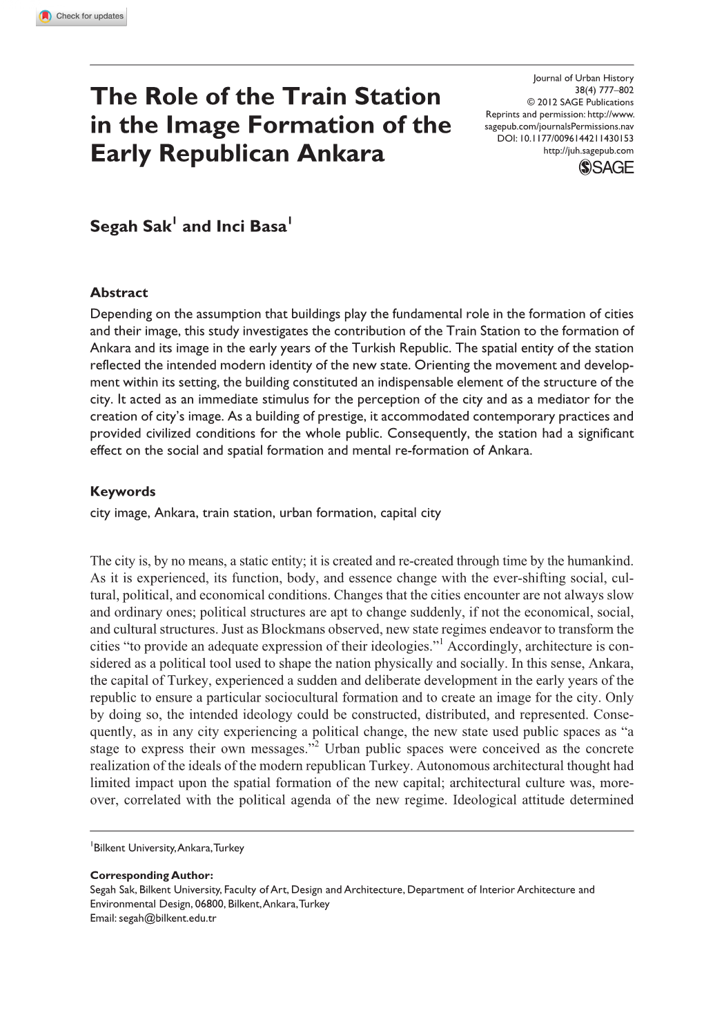 The Role of the Train Station in the Image Formation of the Early