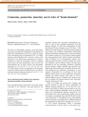 Connexins, Pannexins, Innexins: Novel Roles of “Hemi-Channels”