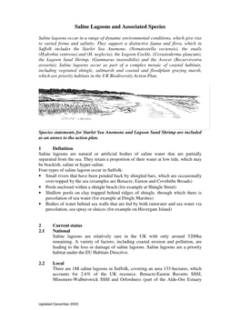 Saline Lagoons and Associated Species