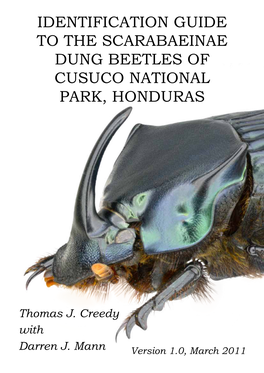 Identification Guide to the Scarabaeinae Dung Beetles of Cusuco National Park, Honduras