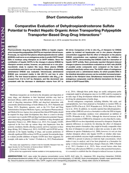 Comparative Evaluation of Dehydroepiandrosterone Sulfate