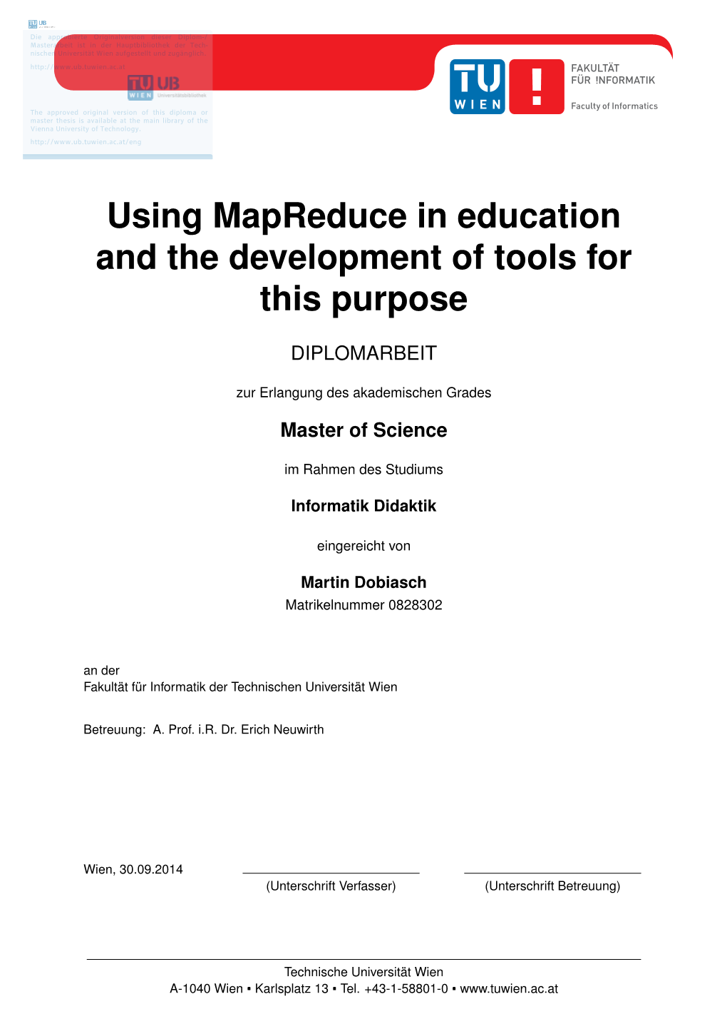 Using Mapreduce in Education and the Development of Tools for This Purpose