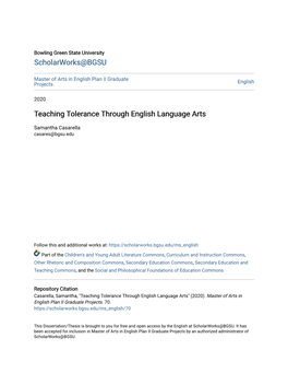 Teaching Tolerance Through English Language Arts