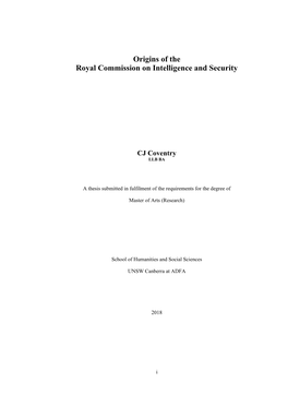 Origins of the Royal Commission on Intelligence and Security