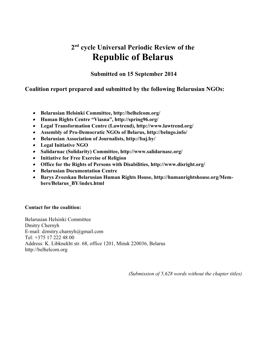 2Nd Cycle Universal Periodic Review of The