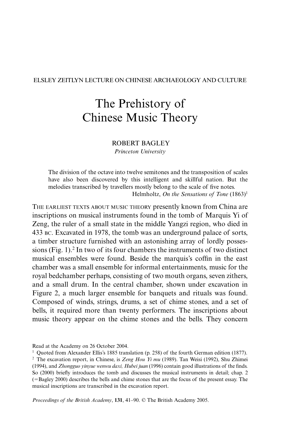 The Prehistory of Chinese Music Theory