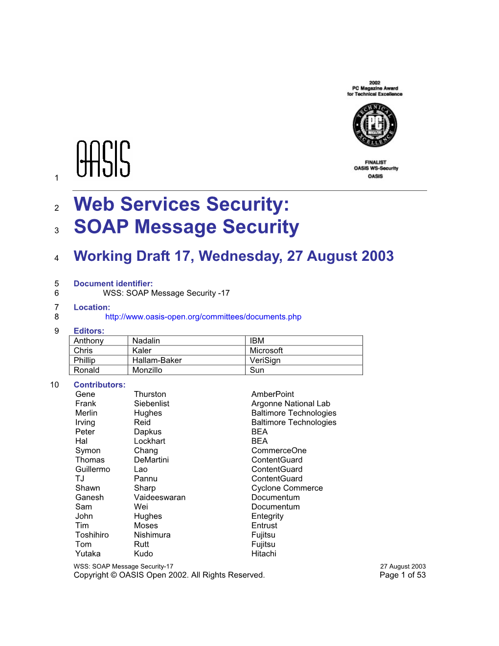 SOAP Message Security