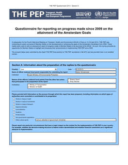 Questionnaire for Reporting on Progress Made Since 2009 on the Attainment of the Amsterdam Goals