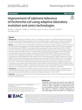 Improvement of Sabinene Tolerance of Escherichia Coli Using Adaptive