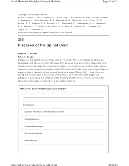 356 Diseases of the Spinal Cord