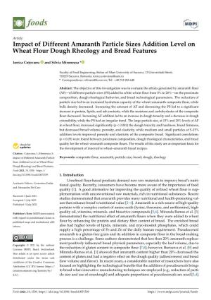 Impact of Different Amaranth Particle Sizes Addition Level on Wheat Flour Dough Rheology and Bread Features