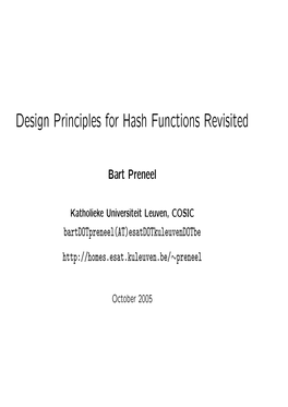 Design Principles for Hash Functions Revisited