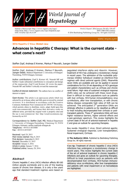 Advances in Hepatitis C Therapy: What Is the Current State - What Come's Next?
