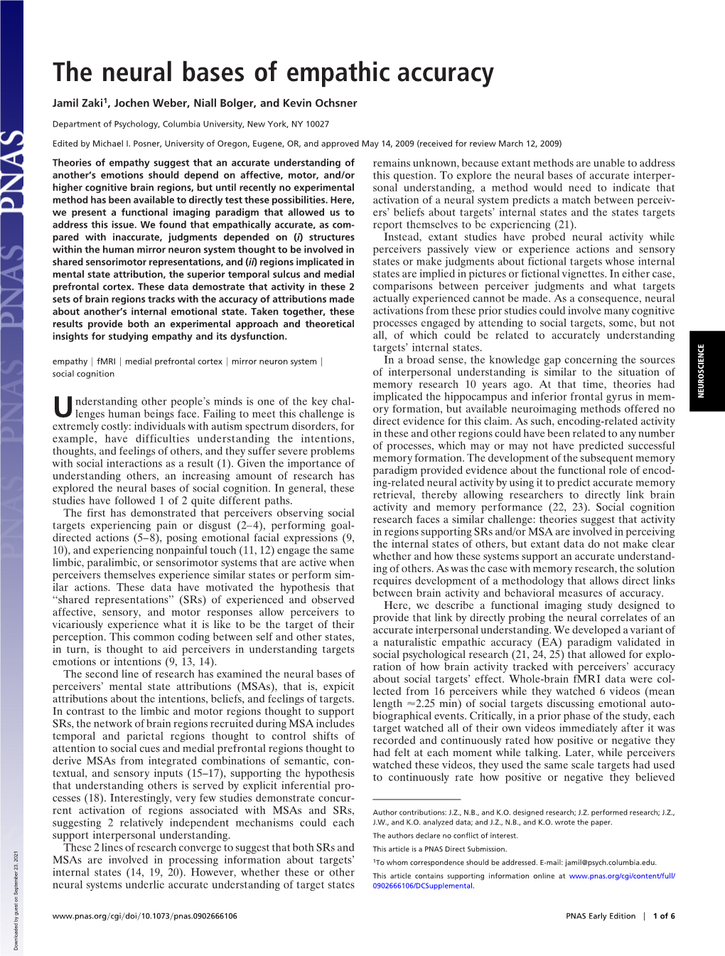 The Neural Bases of Empathic Accuracy