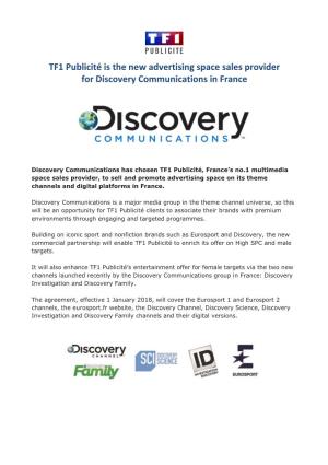 TF1 Publicité Is the New Advertising Space Sales Provider for Discovery Communications in France