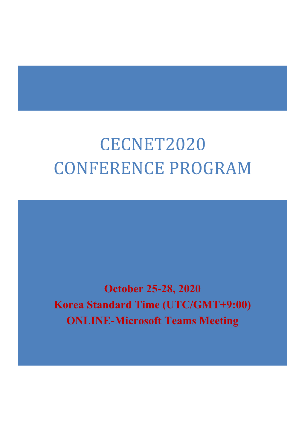 Cecnet2020 Conference Program