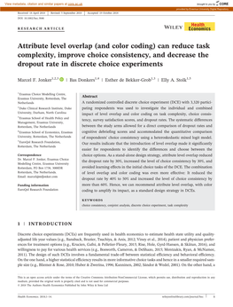 Attribute Level Overlap (And Color Coding) Can Reduce Task Complexity, Improve Choice Consistency, and Decrease the Dropout Rate in Discrete Choice Experiments