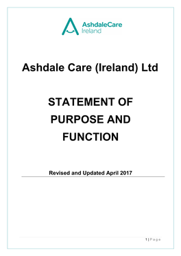 (Ireland) Ltd STATEMENT of PURPOSE and FUNCTION