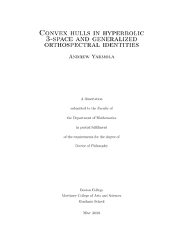 Convex Hulls in Hyperbolic 3-Space and Generalized Orthospectral Identities