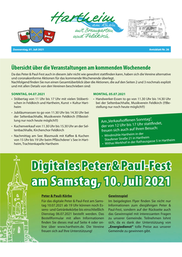 Digitales Peter & Paul-Fest Am Samstag, 10. Juli 2021