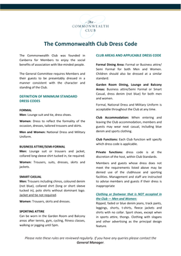 The Commonwealth Club Dress Code