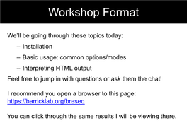 Workshop Format