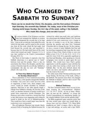 Who Changed the Sabbath to Sunday.Qxd