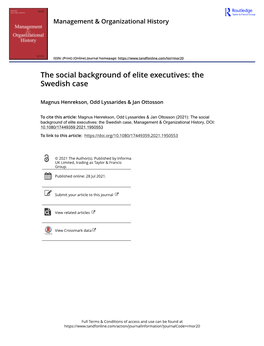 The Social Background of Elite Executives: the Swedish Case